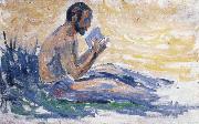 Paul Signac man reading oil painting artist